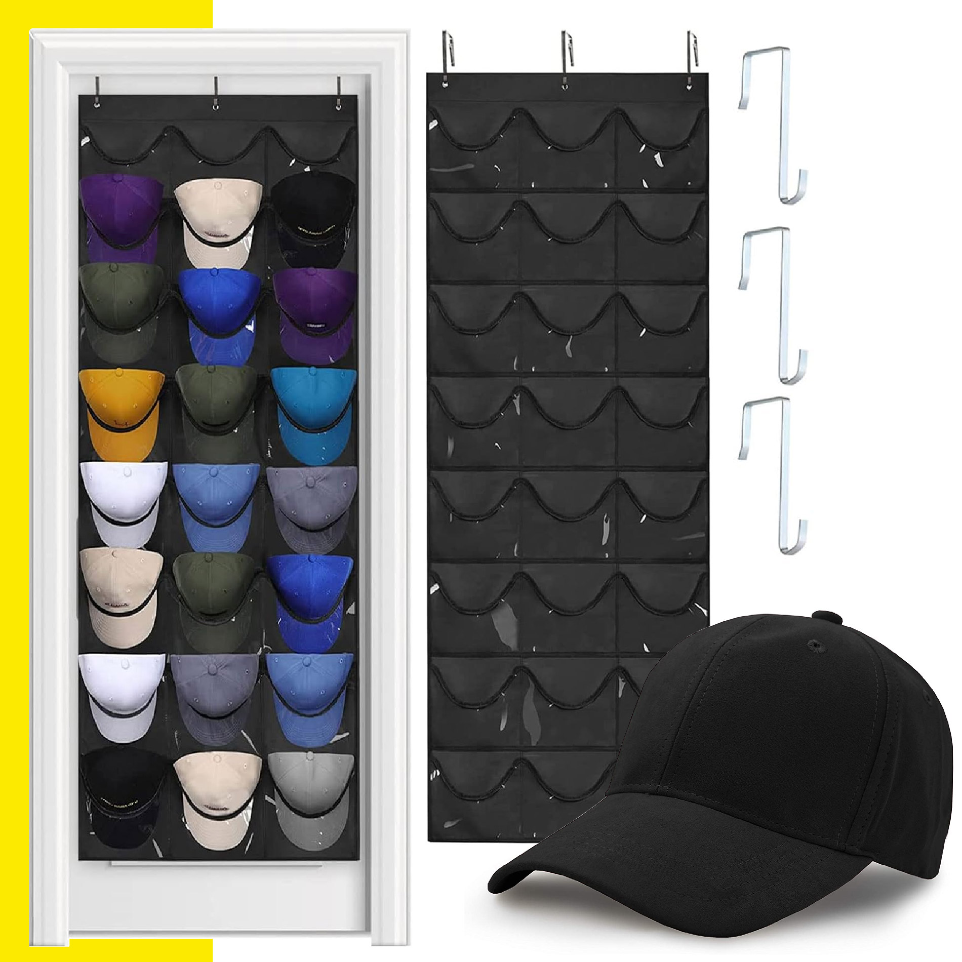 Miniatura 2 de Organizador De Gorras Colgante De Puerta